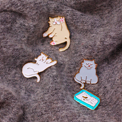 Cat & Litter Pins Set