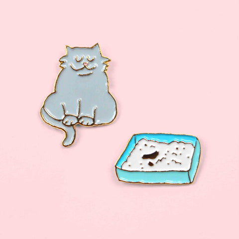 Cat & Litter Pins Set