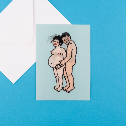 懷孕明信片 - 白人媽媽和爸爸